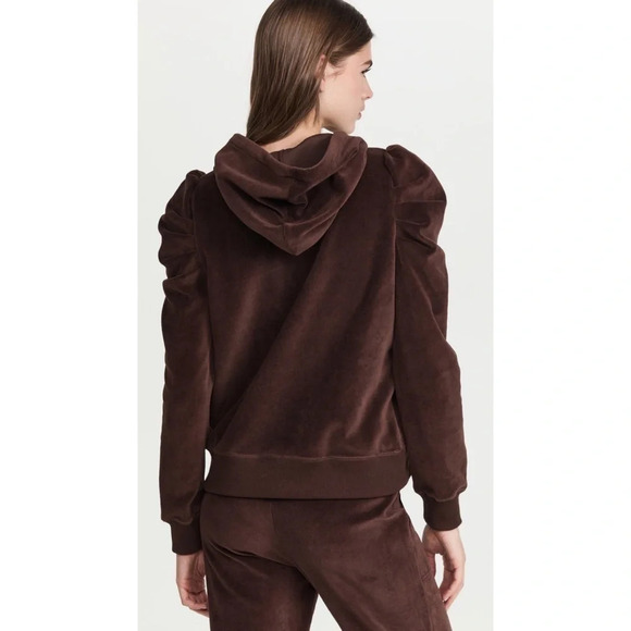 Rebecca Minkoff Janine Velour Hoodie Brown - Picture 2 of 5